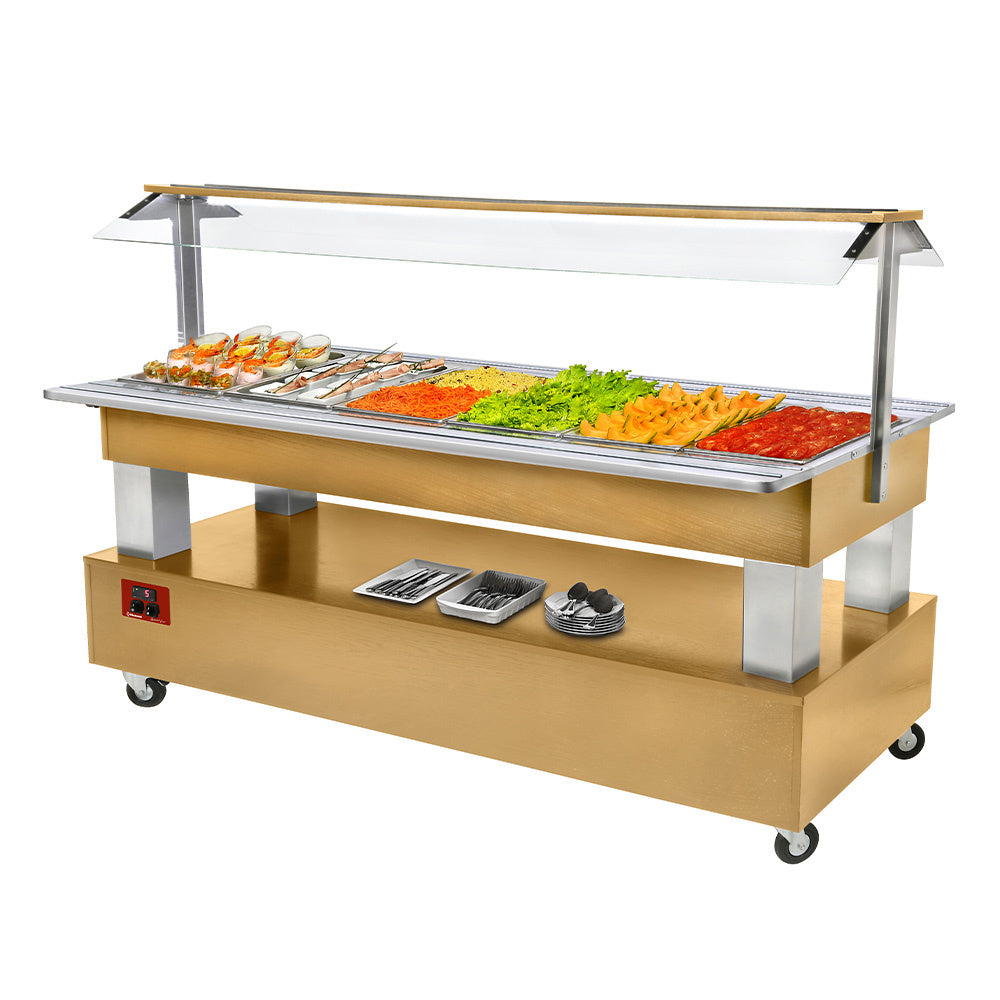Buffet - Bar à salades réfrigéré, 6x GN1/1-150 (bois en chêne clair)