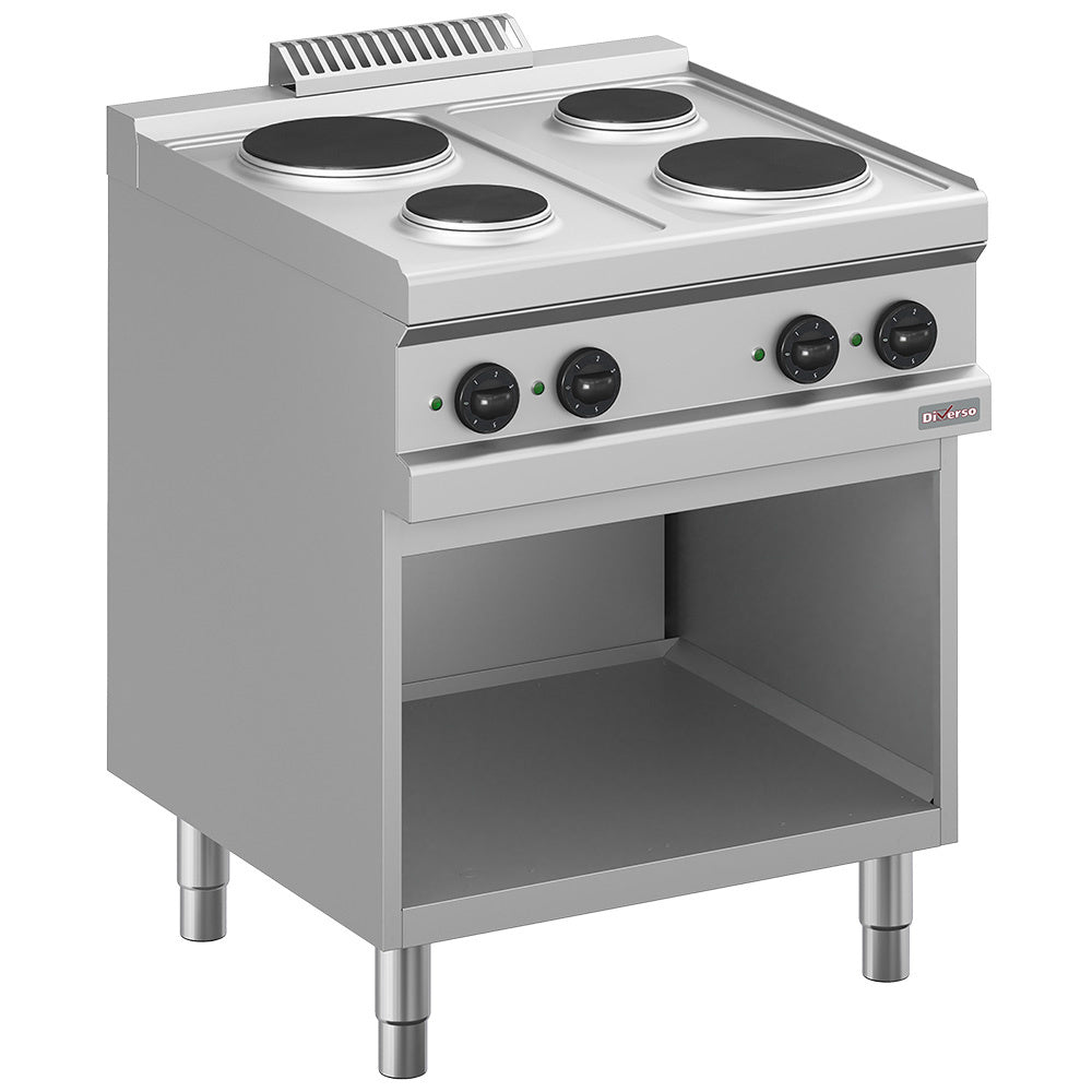 Cuisinière avec 4 plaques chauffantes électriques sur four à convection GN1/1
