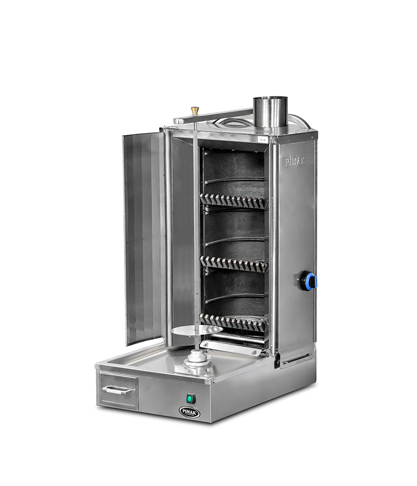 Machine à Doner kebab au charbon - motorisé 3 foyers - PIMAK - M77-(3K)