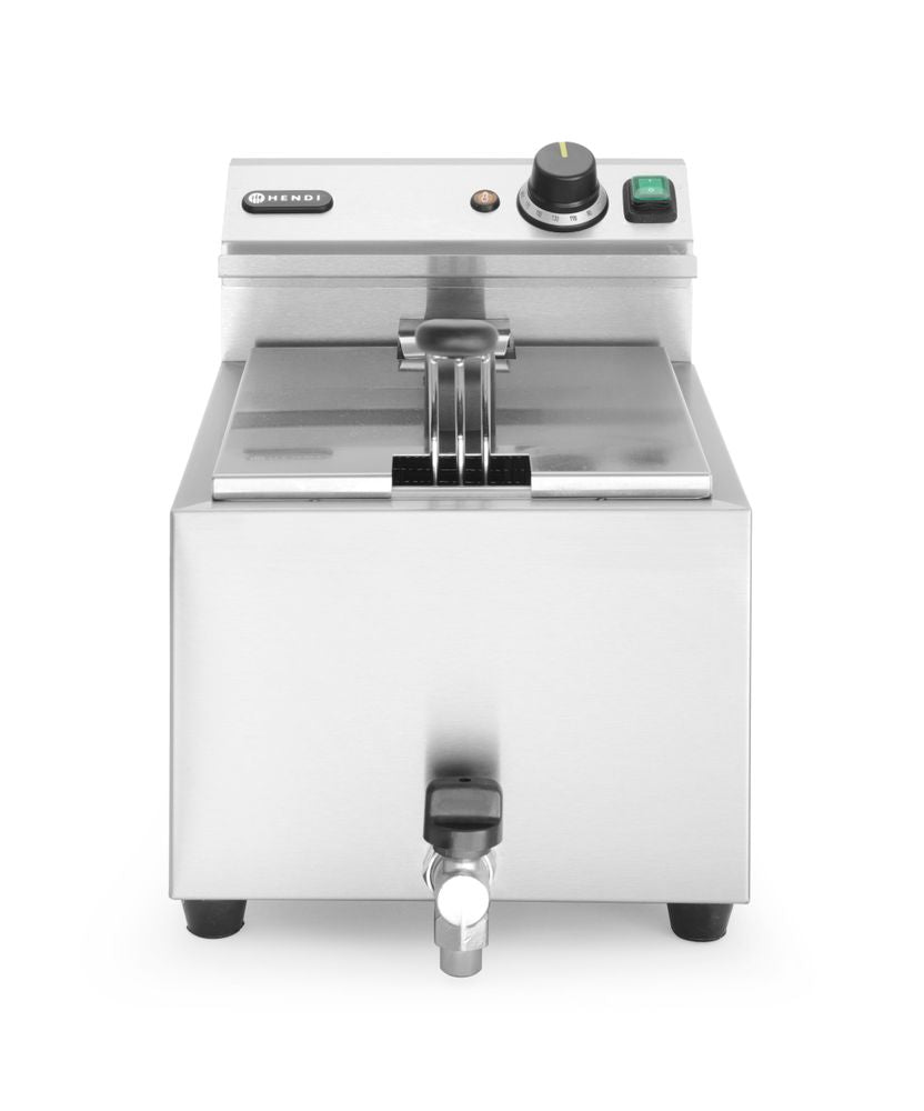 Friteuse Profi Line avec robinet de vidange - 8 l, HENDI, Profi Line, 8L, Gris clair, 230V/3500W, 305x515x(H)354mm