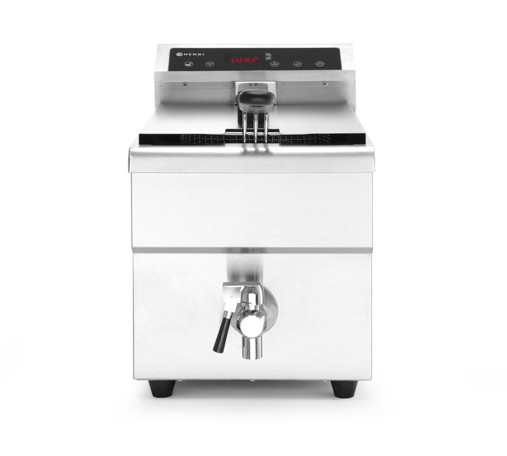 Friteuse à induction avec robinet de vidange - 8 l, HENDI, 8L, Gris clair, 230V/3500W, 288x619x(H)408mm