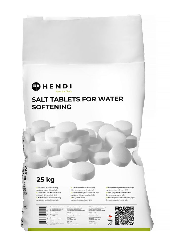 Tablettes de sel pour adoucisseurs d’eau, HENDI, 25 kg