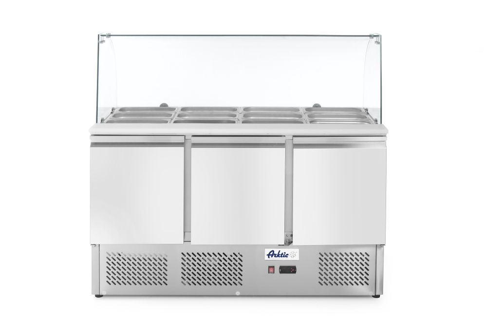 Saladette 3 portes avec vitrine réfrigérée en verre 380L, Arktic, 230V/310W, 1390x702x(H)1330mm