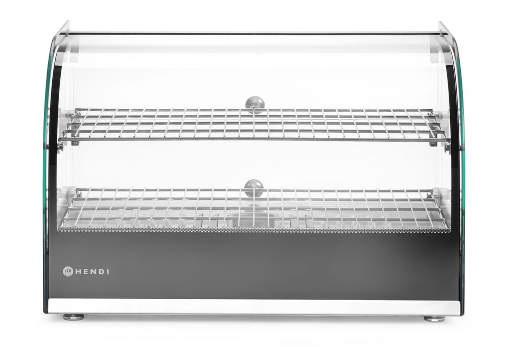 Vitrine de table chauffante deux niveaux, HENDI, deux niveaux, Noir, 220-240V/800W, 554x376x(H)376mm
