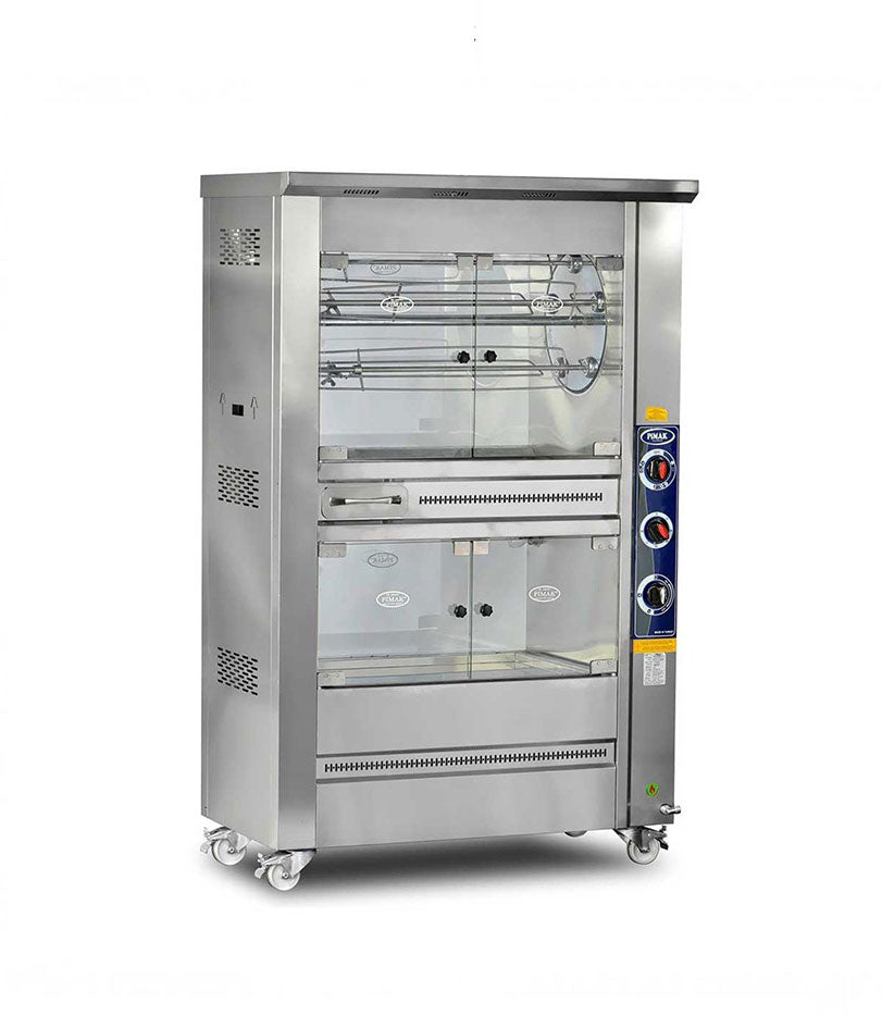Rôtissoire à tambour 1 étage de cuisson 1 étage maintien chaud 5 broches +20 poulets ELECTRIQUE - PIMAK - M007-E