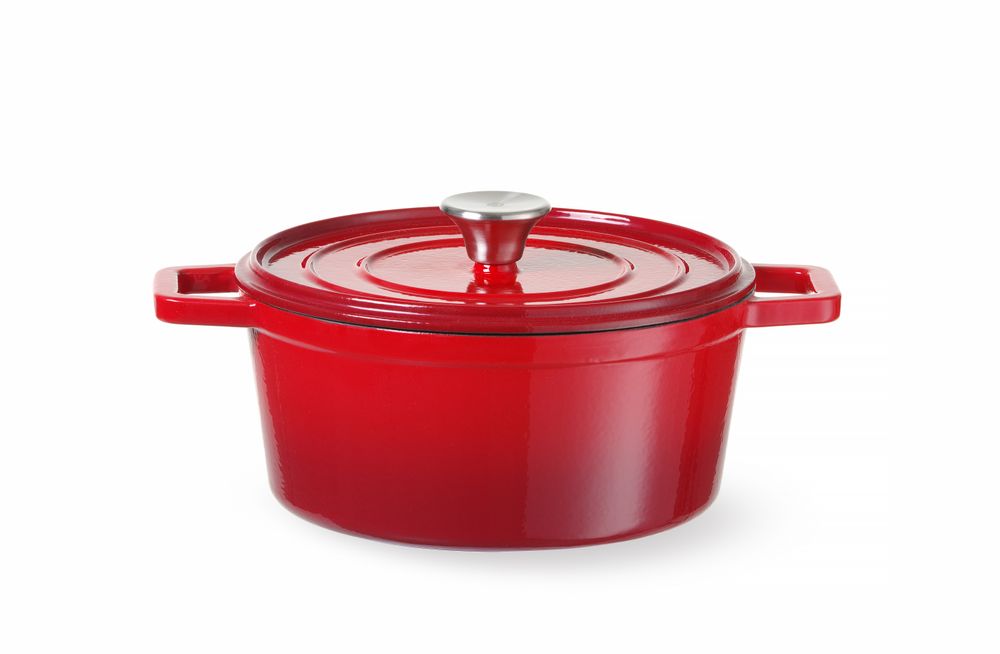 Cocotte en fonte émaillée, HENDI, 3,7L, Rouge, 317x240x(H)105mm