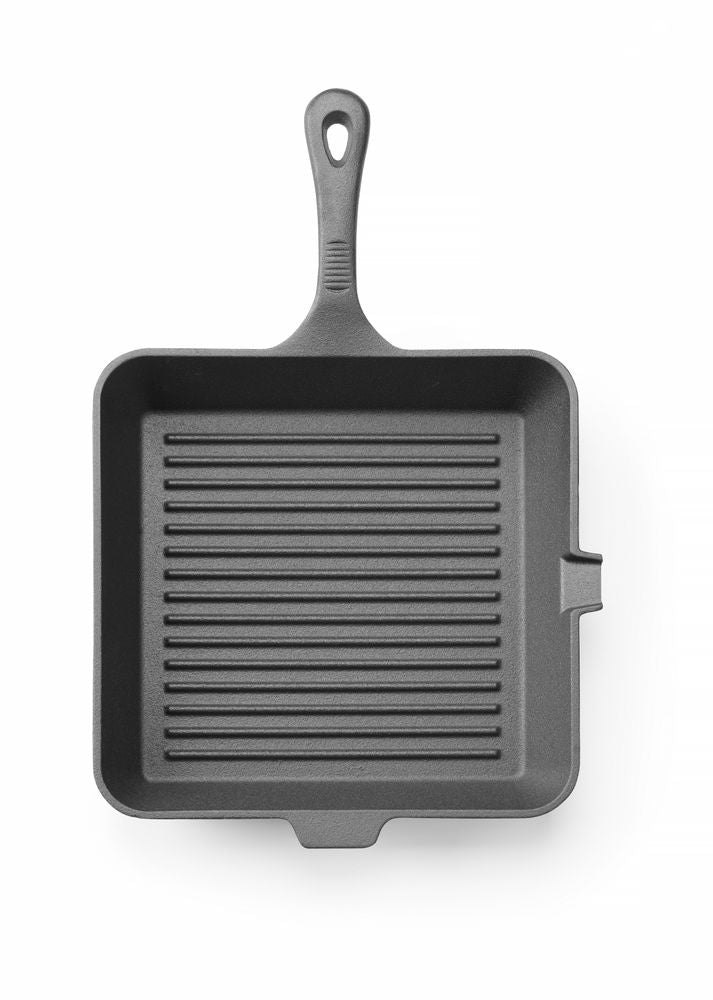 Poêle à griller en fonte, HENDI, Noir, 265x265x(H)50mm