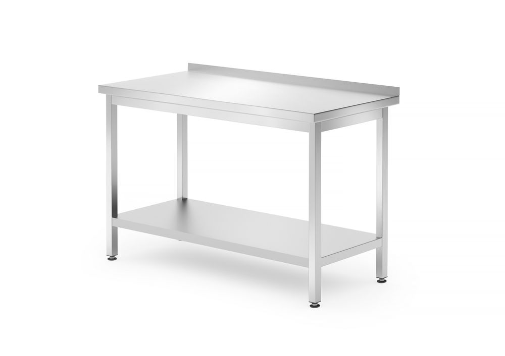 Table de travail murale avec étagère - vissée, profondeur : 700 mm., HENDI, Kitchen Line, 1200x700x(H)850mm