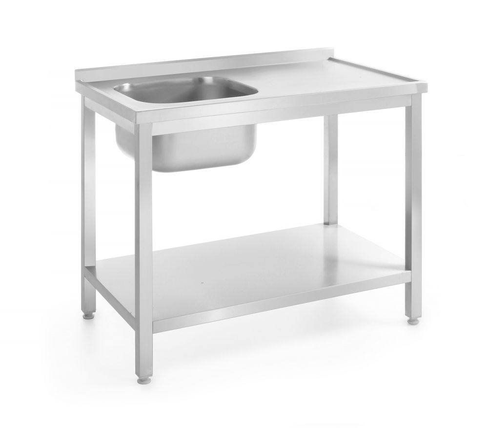 Table d’évier simple avec étagère, HENDI, Kitchen Line, Gauche, 1000x700x(H)850mm