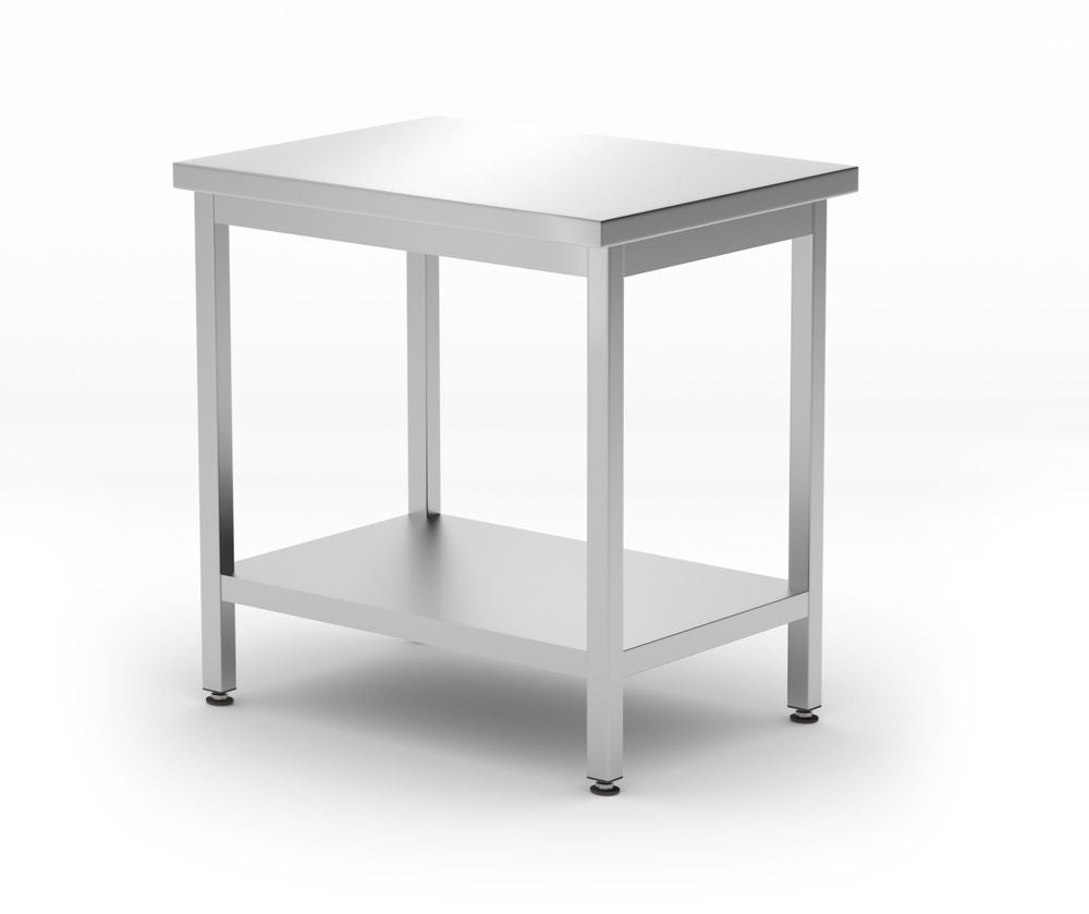 Table de travail centrale avec étagère Budget Line - vissée, profondeur : 600 mm, HENDI, Budget Line, 800x600x(H)850mm