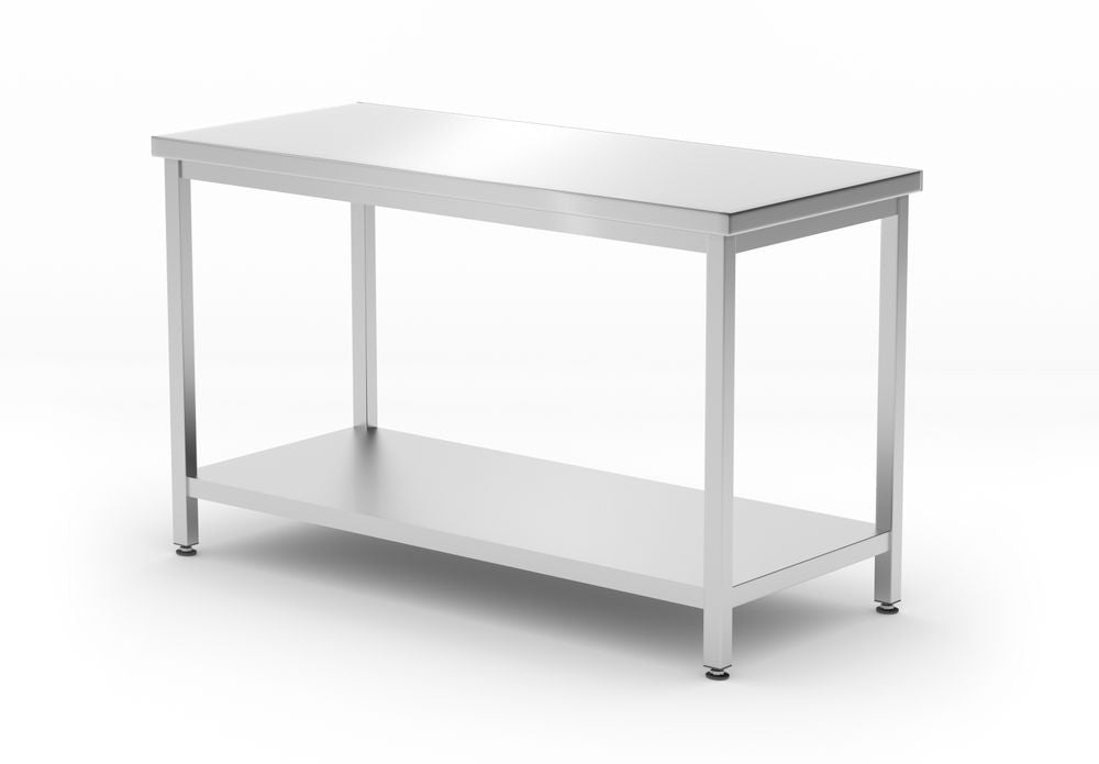 Table de travail centrale avec étagère Budget Line - vissée, profondeur : 600 mm, HENDI, Budget Line, 1200x600x(H)850mm