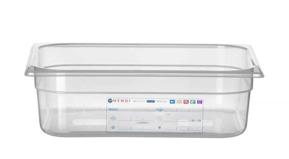 Bac Gastronorme 1/2, HENDI, GN 1/2, 6,5L, Transparent, 325x265x(H)100mm