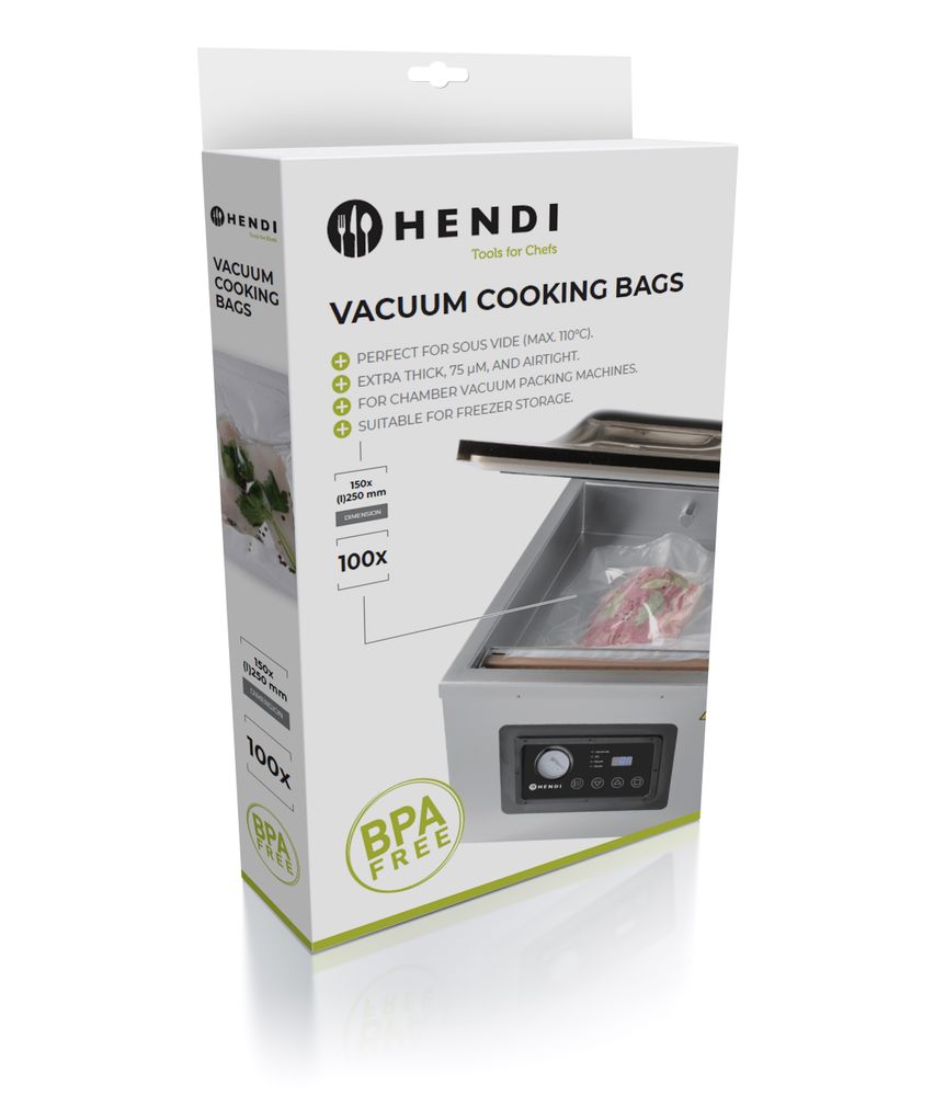 Sacs de cuisson sous vide, HENDI, 100 u., 250x150mm