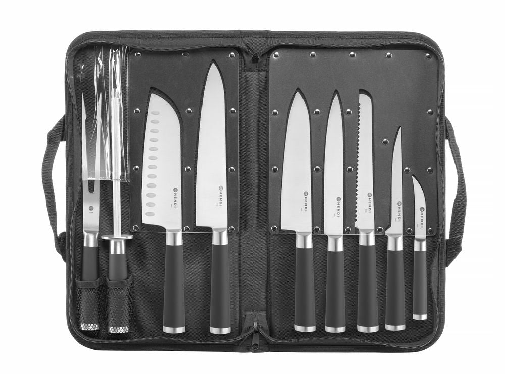 Mallette de couteaux 9 pièces, HENDI, Noir, 445x260x(H)65mm