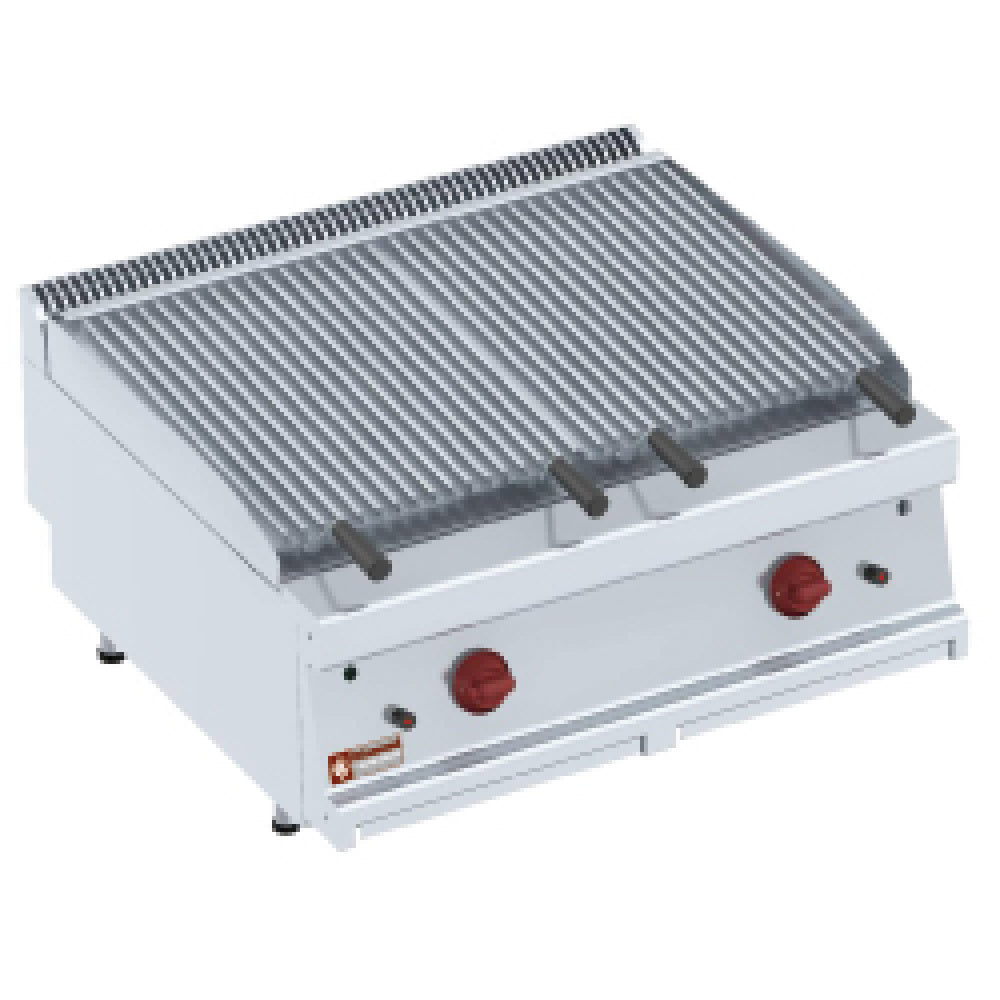 Barbecue en lavastone - demi-module, grill de cuisson en fonte « double face »