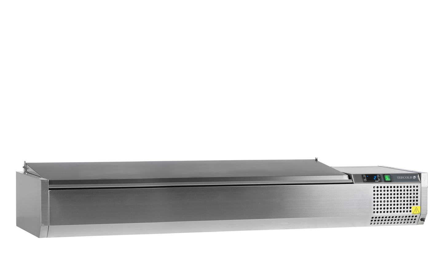 Vitrine réfrigérée 180cm deep inox couvercle | Tefcold VK38-180 S/S LID