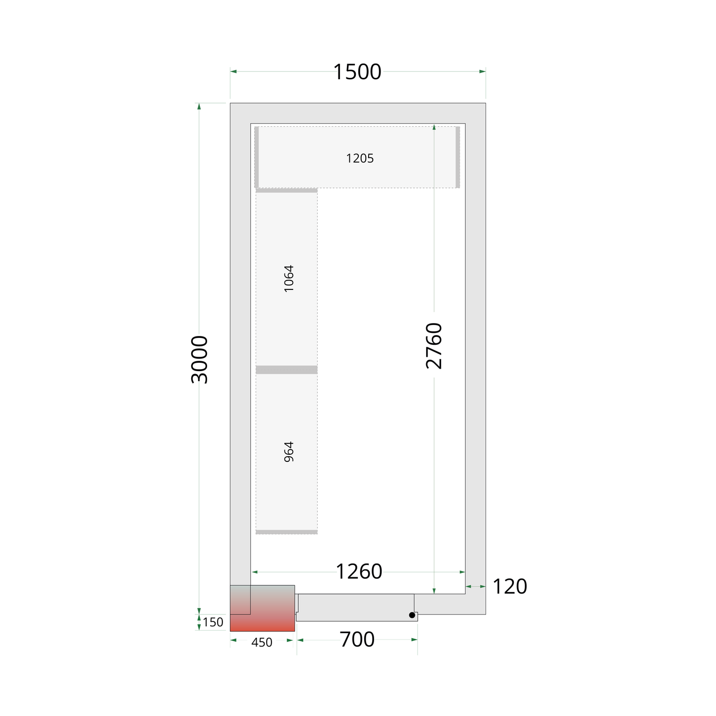 Chambre froide négative 150x300cm | Tefcold CRNF1530
