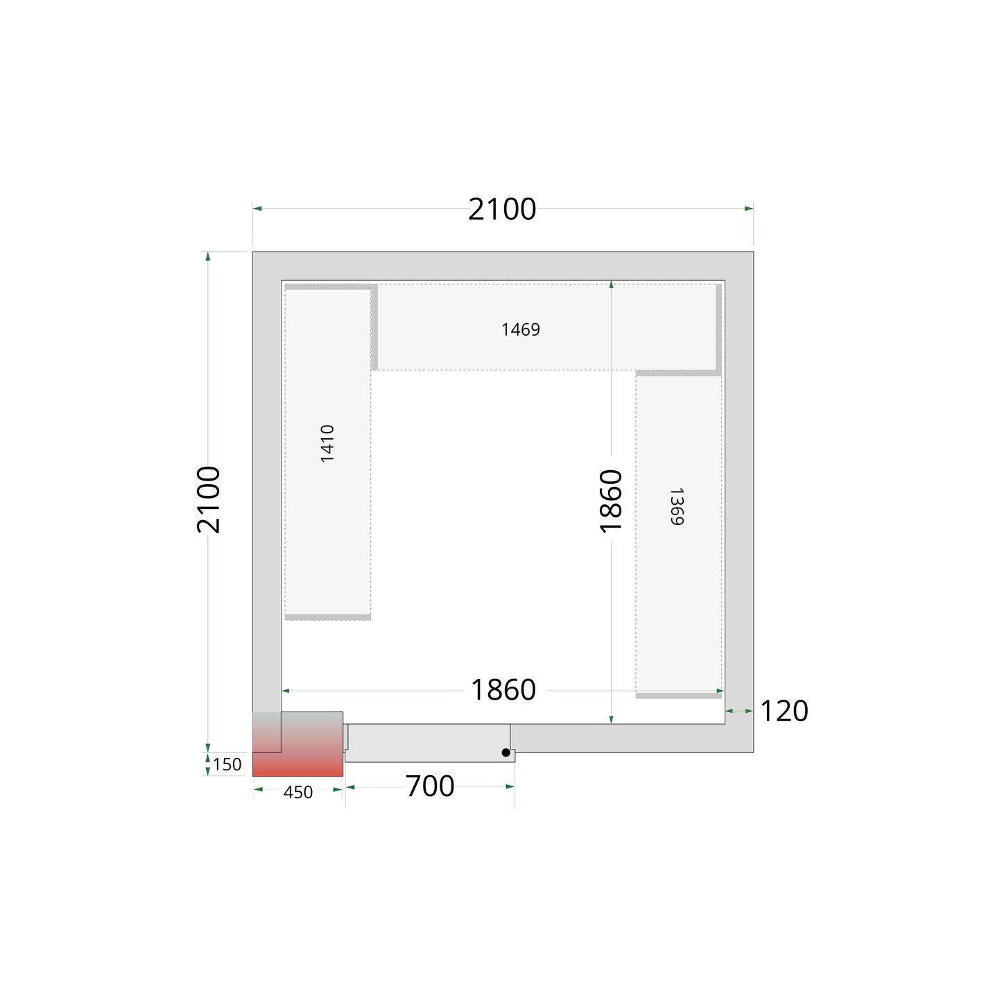 Chambre froide négative 210x210cm | Tefcold CRNF2121