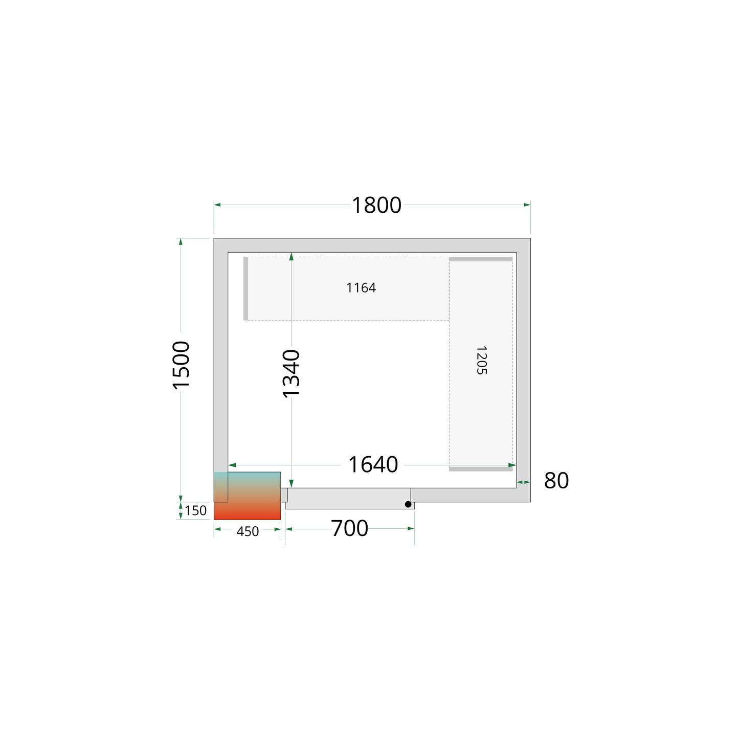 Chambre froide positive panneaux 180x150cm | Tefcold CRPF1815