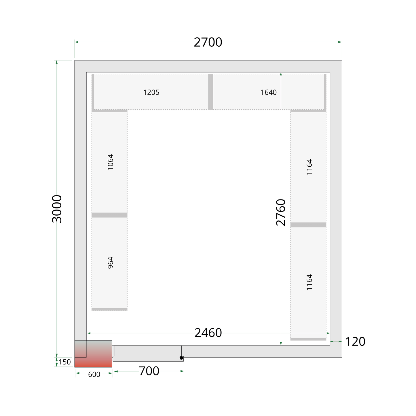 Chambre froide négative 270x300cm | Tefcold CRNF2730