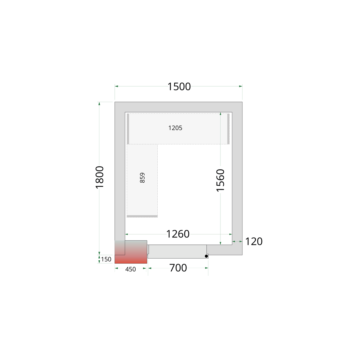 Chambre froide négative 150x180cm | Tefcold CRNF1518