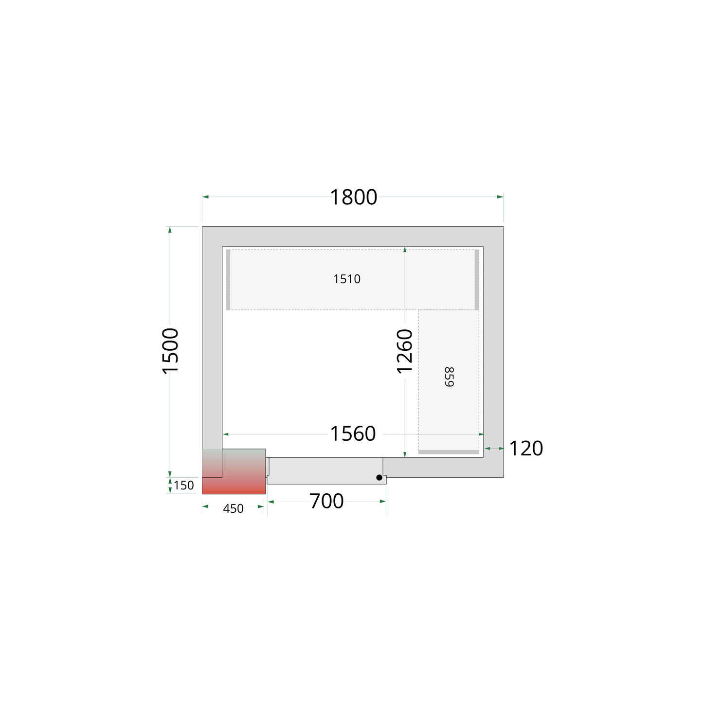 Chambre froide négative 180x150cm | Tefcold CRNF1815