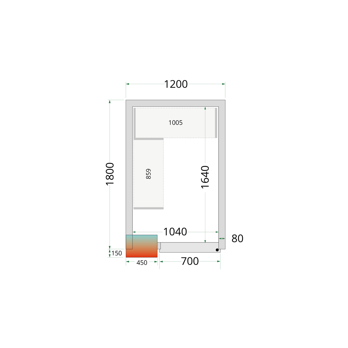 Chambre froide positive 120x180x212cm sans ventilateur | Tefcold CR 120x180x212 NF