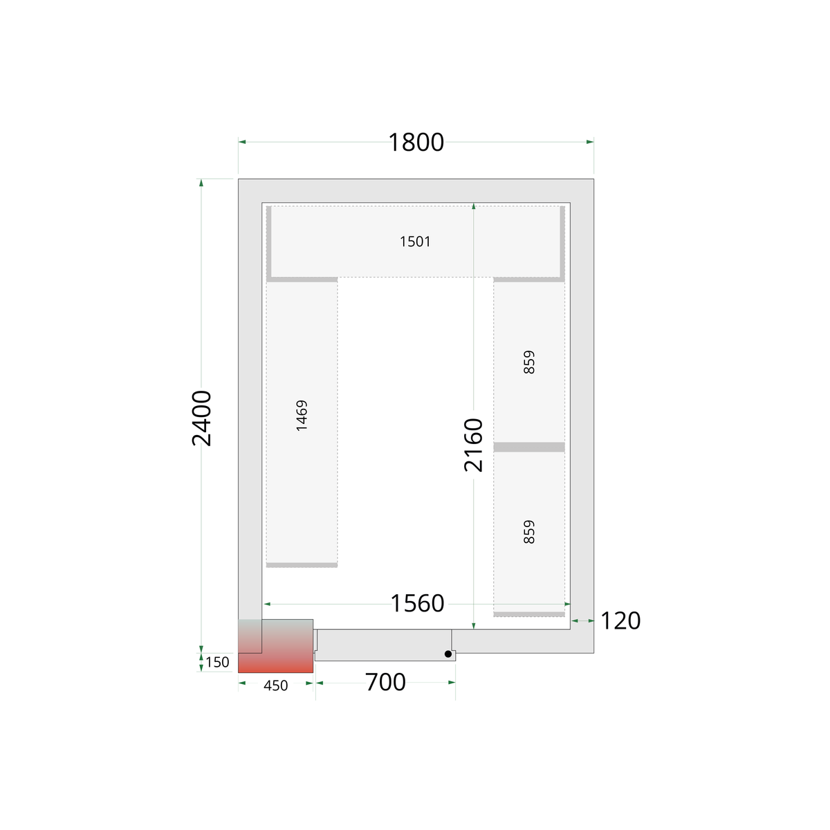 Chambre froide négative 180x240cm | Tefcold CRNF1824