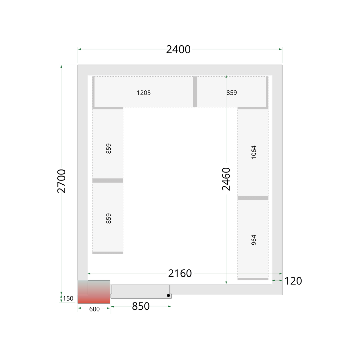 Chambre froide négative 240x270cm double porte | Tefcold CRNF2427WD