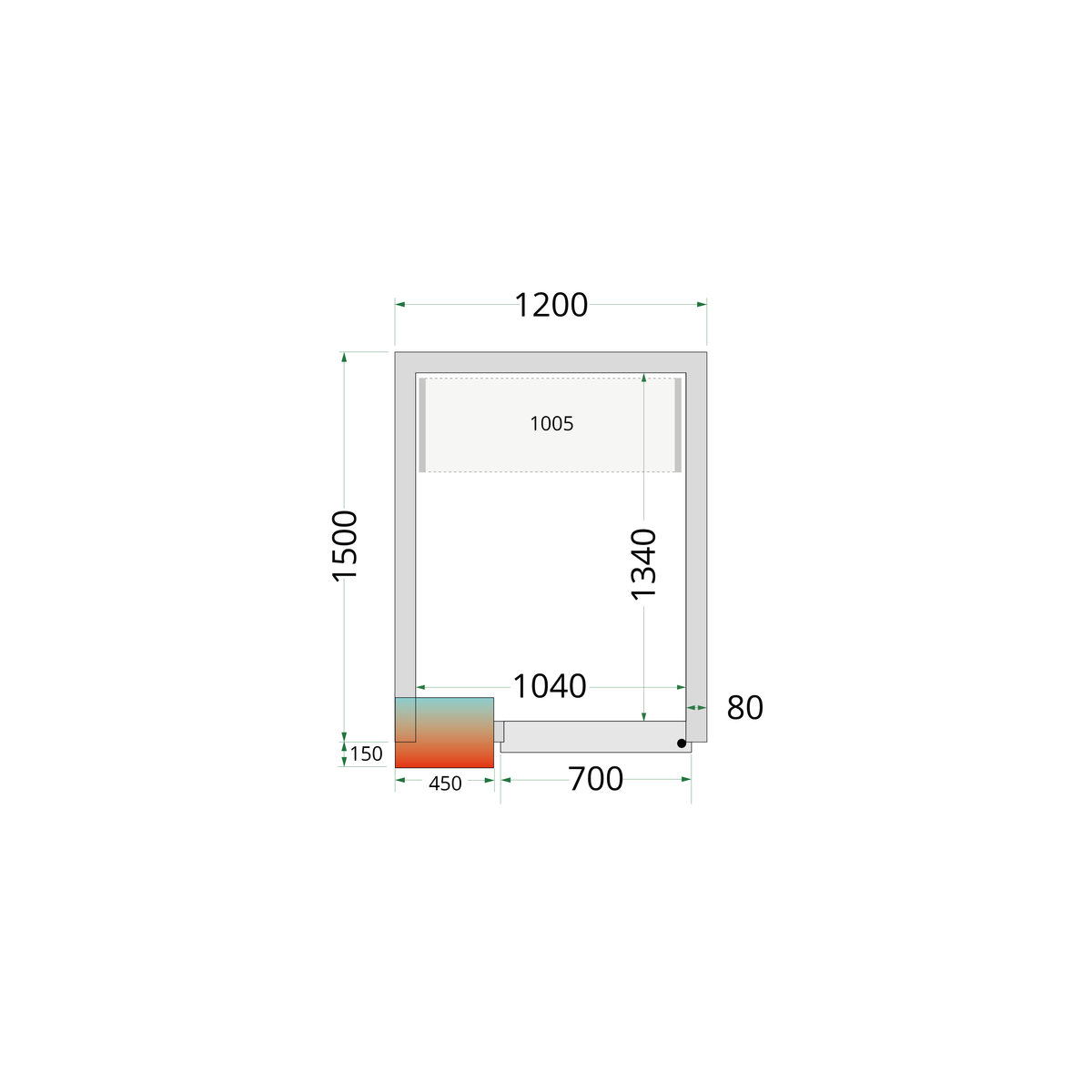 Chambre froide positive panneaux 120x150cm | Tefcold CRPF1215