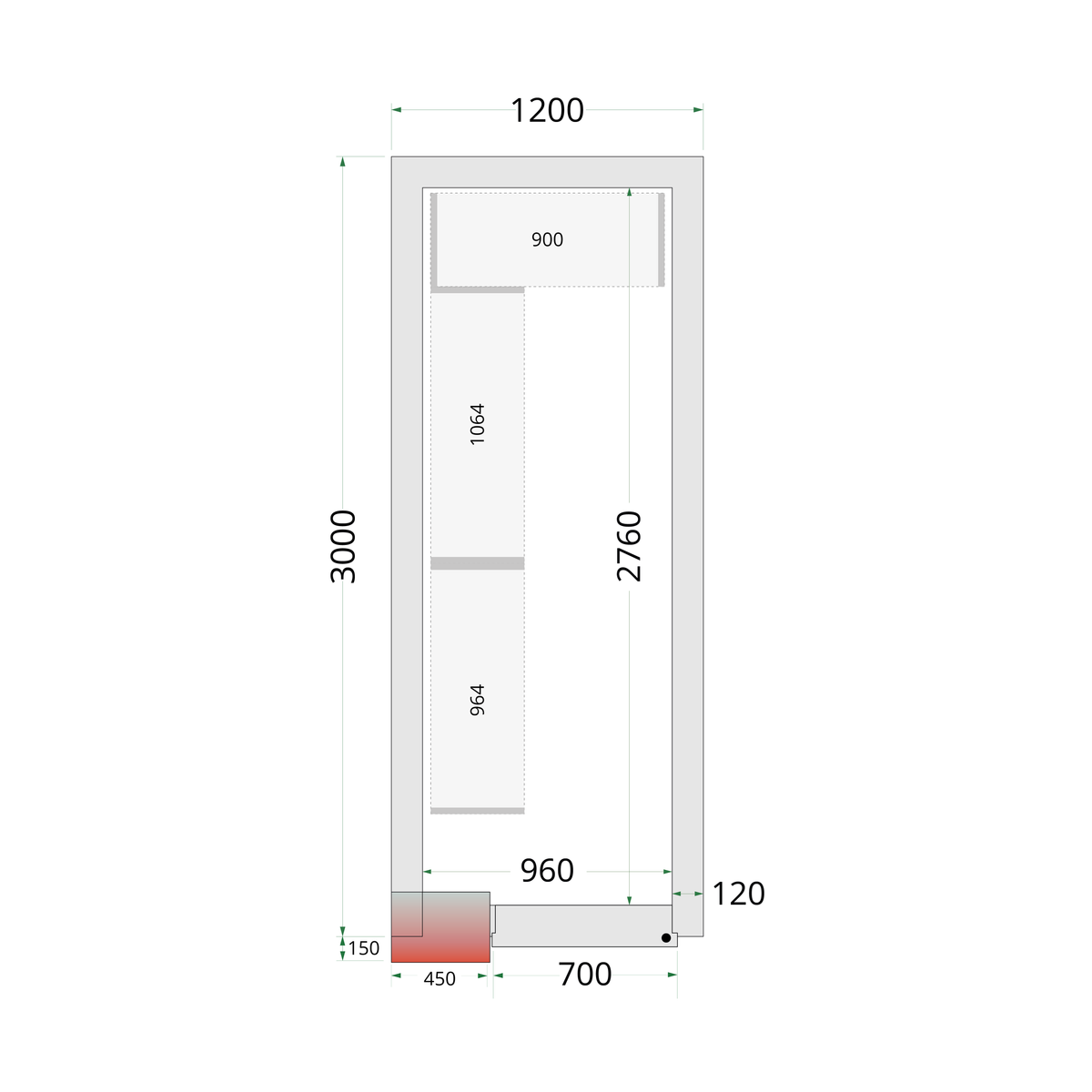 Chambre froide négative 120x300cm | Tefcold CRNF1230