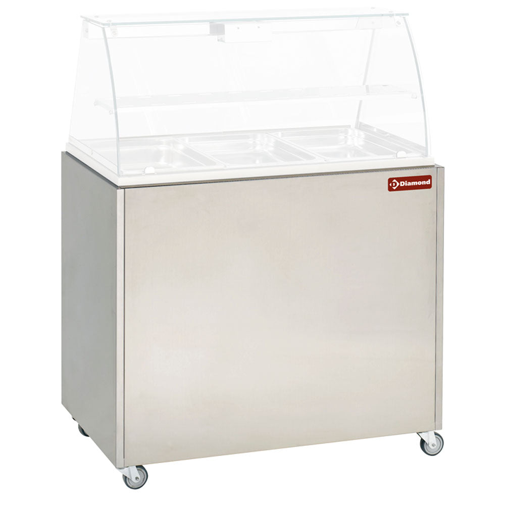 Armoire en acier inoxydable, support pour lexposition VBE-211, sur roulettes.
