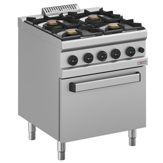 Cuisinière à gaz 4 brûleurs, sur placard ouvert