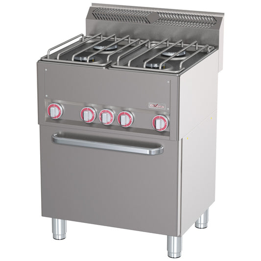 Cuisinière à gaz 4 brûleurs, avec four GN 2/1