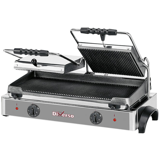 Grill panini électrique, assiettes nervurées
