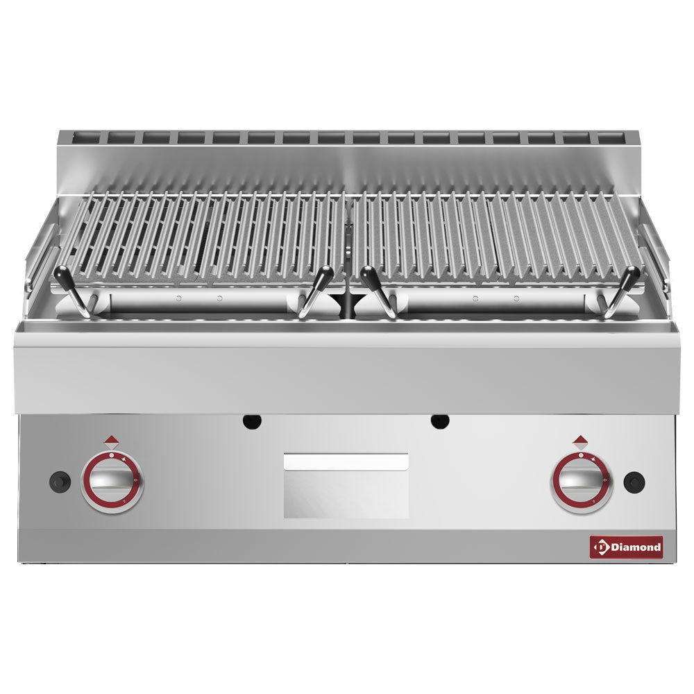 Barbecue en pierre de lave - module 1/1, gril de cuisson en fonte « double face »