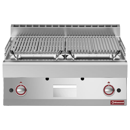 Barbecue en pierre de lave - module 1/1, gril de cuisson en fonte « double face »