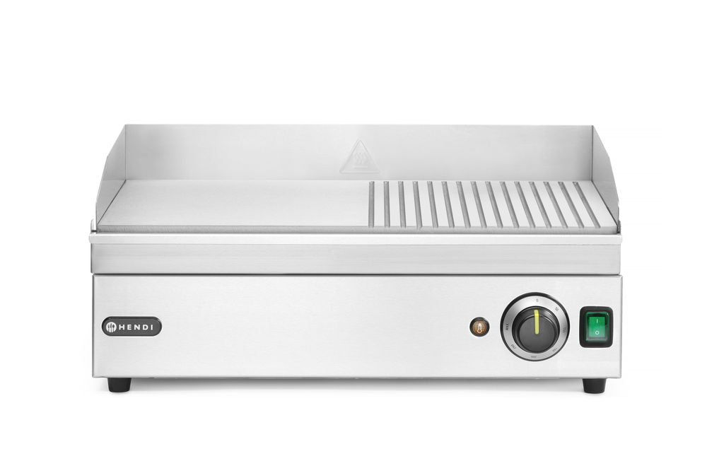 Grill - moitié rainuré, HENDI, Kitchen Line, 220-240V/2400W, 527x404x(H)233mm