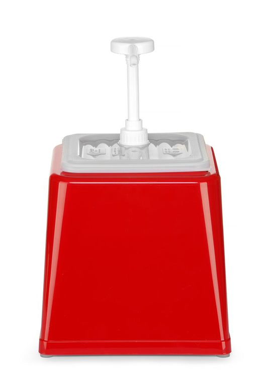 Distributeur de sauces avec pompe, HENDI, 2,5L, Rouge, 230x210x(H)327mm