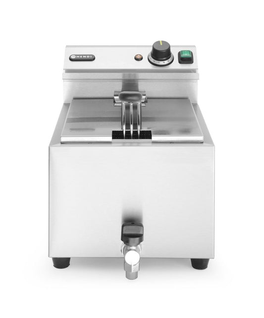 Friteuse Profi Line avec robinet de vidange - 8 l, HENDI, Profi Line, 8L, Gris clair, 230V/3500W, 305x515x(H)354mm