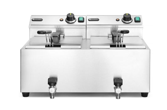 Friteuse Profi Line avec robinet de vidange - 2 x 8 l, HENDI, Profi Line, 16L, 230V/7000W, 610x515x(H)369mm