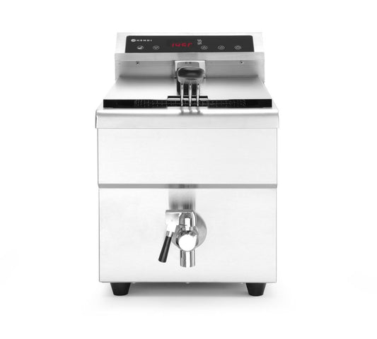 Friteuse à induction avec robinet de vidange - 8 l, HENDI, 8L, Gris clair, 230V/3500W, 288x619x(H)408mm