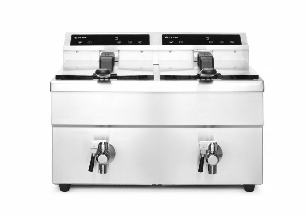 Friteuse à induction avec robinet de vidange - 2 x 8 l, HENDI, Profi Line, 16L, 230V/7000W, 577x609x(H)410mm