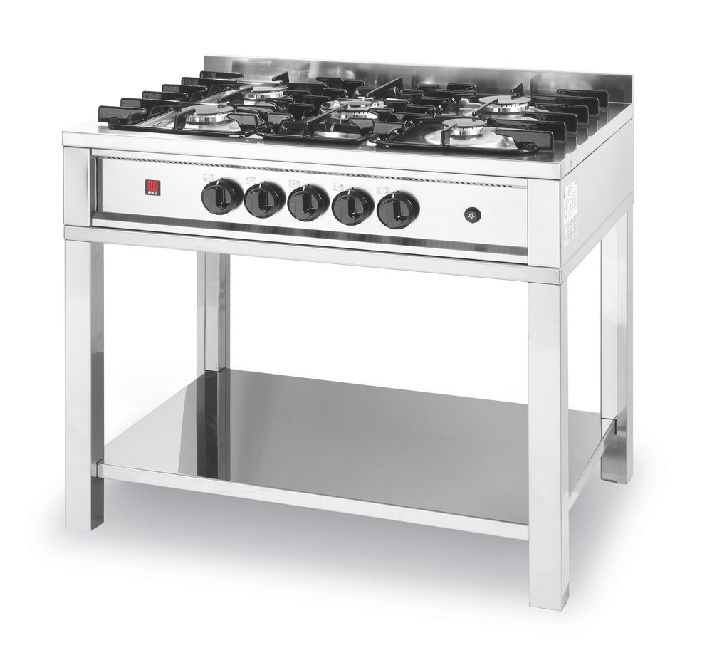 Cuisinière à gaz - 5 feux, châssis ouvert, HENDI, Kitchen Line, 14,3kW, 900x640x(H)910mm