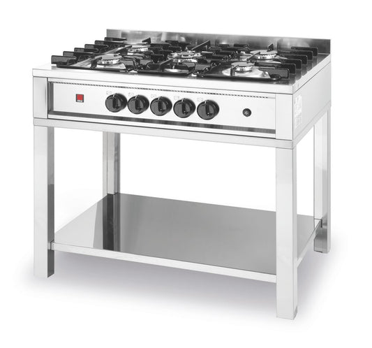 Cuisinière à gaz - 5 feux, châssis ouvert, HENDI, Kitchen Line, 14,3kW, 900x640x(H)910mm