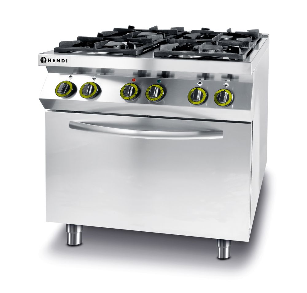 Cuisinière à gaz 4 feux avec four à convection GN 1/1, HENDI, Kitchen Line, 230V/3000W, 19kW, 800x722x(H)900mm