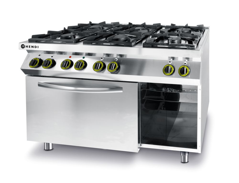 Cuisinière Kitchen Line - 6 feux avec four à convection électrique GN 1/1 , HENDI, Kitchen Line, 230V/3000W, 28,5kW, 1200x722x(H)900mm