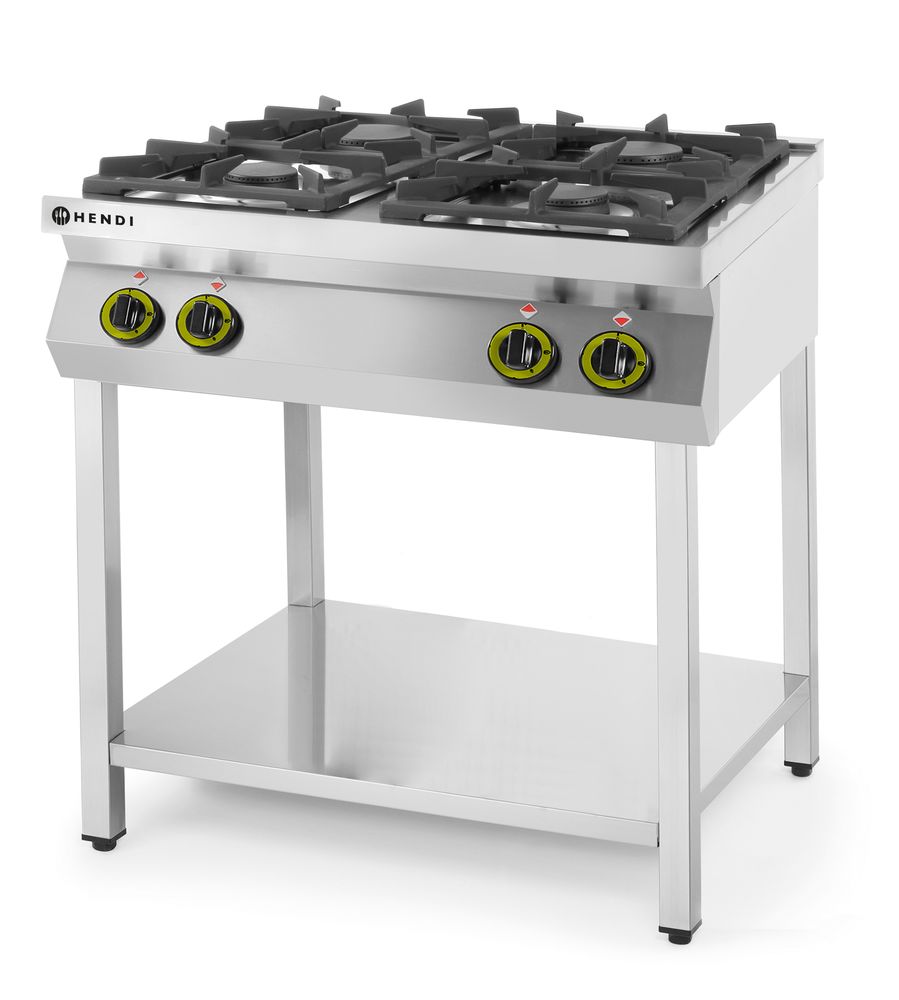 Cuisinière à gaz - 4 feux, support ouvert, HENDI, Kitchen Line, 19kW, 800x700x(H)900mm