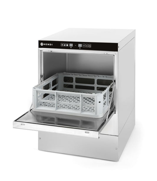 Lave-verre 40x40 - commande électronique, HENDI, avec pompe doseur produit lavage, 230V/2800W, 472x566x(H)705mm