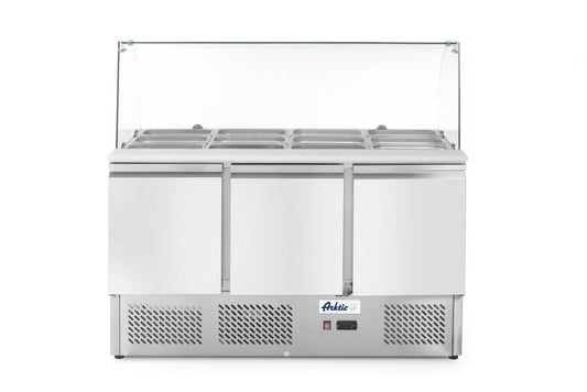 Saladette 3 portes avec vitrine réfrigérée en verre 380L, Arktic, 230V/310W, 1390x702x(H)1330mm